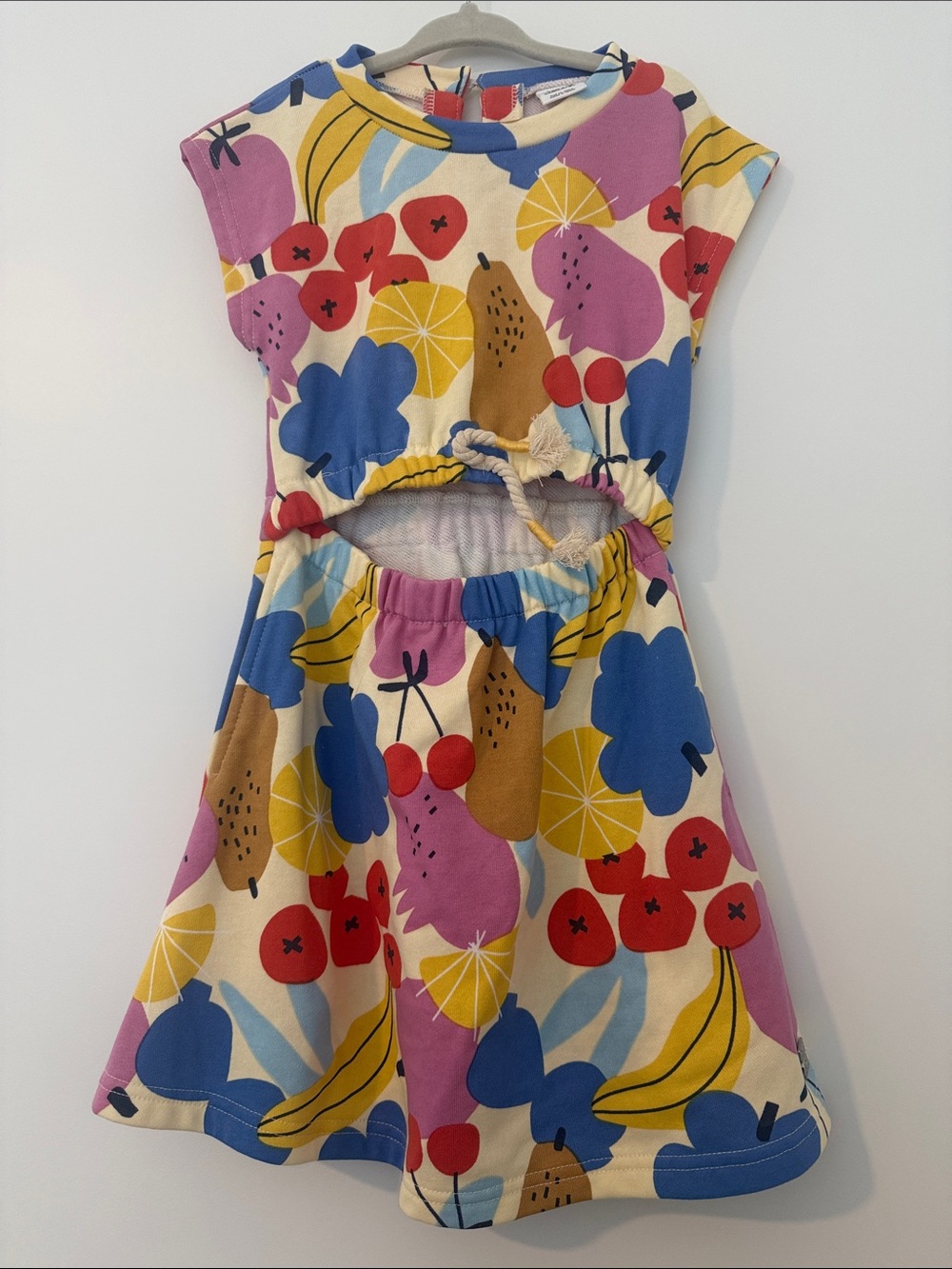 deux par deux Cream Dress with Bright Fruit Motif